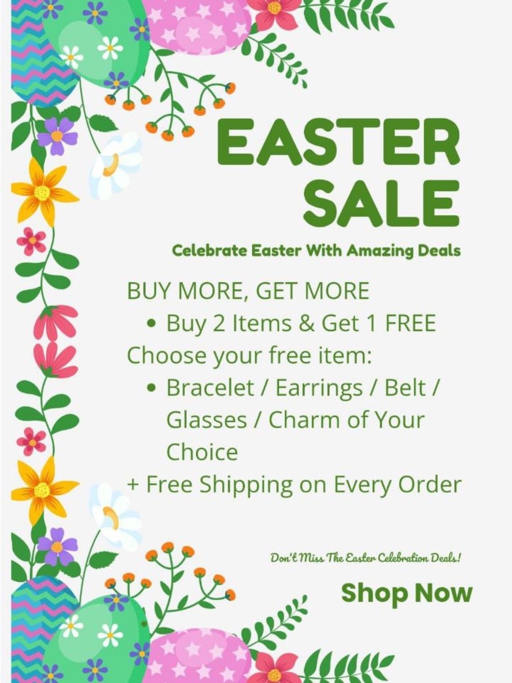 Easter Sale Promotional Poster - Green Floral Design